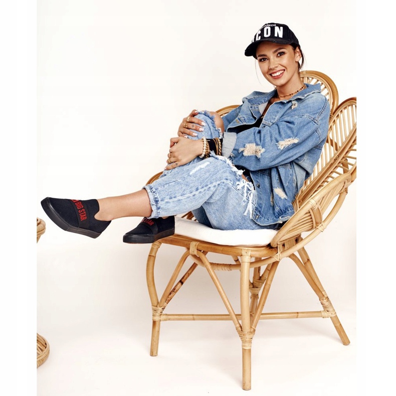 Naisten tennarit Slip-on Big Star FF274221 Musta 1