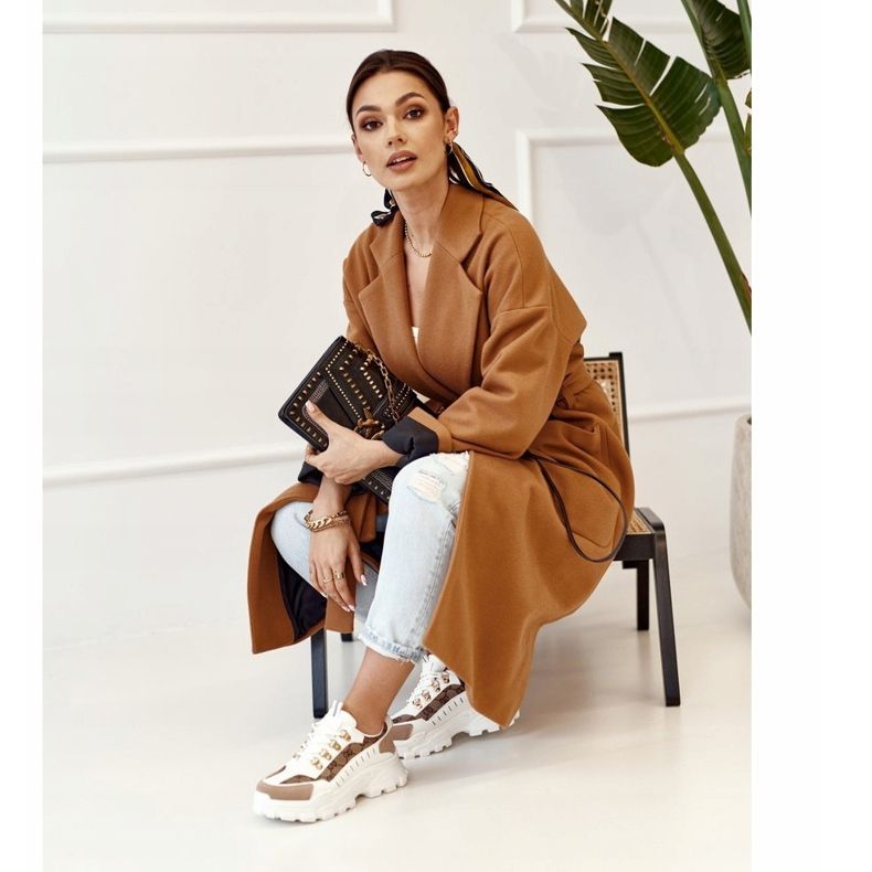 Naisten lenkkarit massiivisella ainoalla valkoisella haaveilijalla beige valkoinen ruskea kultainen 1