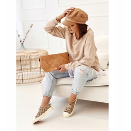 Naisten klassiset kirjautuneet Khaki Challenge -tennarit beige ruskea 1