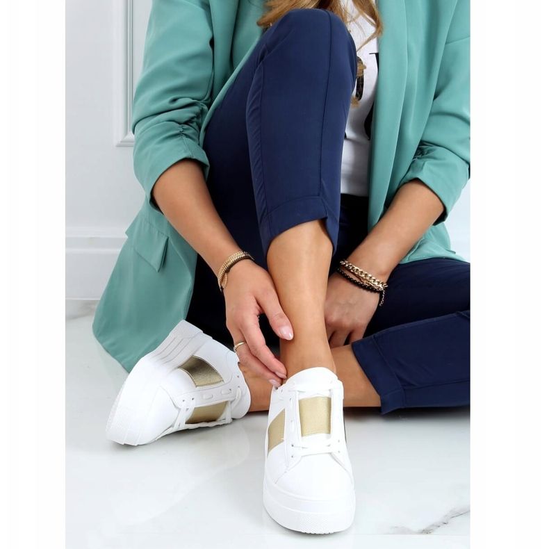 Korkeapohjaiset lenkkarit valkoinen ja kultainen LA133P Gold 2