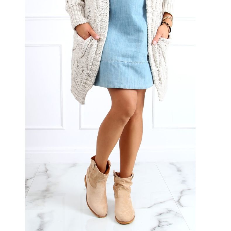 Beige saappaat piilotetulla kiilalla B0-515 Khaki 1