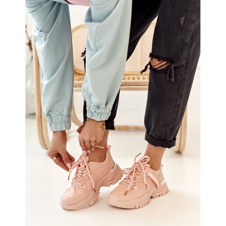 PS1 Naisten lenkkarit massiivipohjaisella vaaleanpunaisella paksulla vaaleanpunainen 1