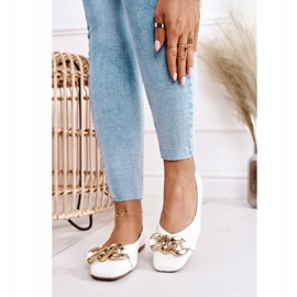 PS1 Tyylikkäät tikatut ballerinat valkoisella kooketjulla valkoinen 1