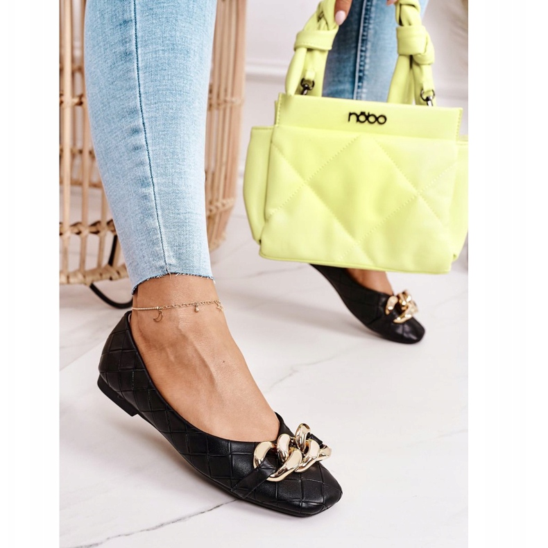 PS1 Tyylikkäät mustat Coco -tikatut ballerinat ketjulla 2