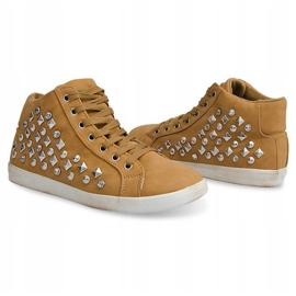 Korkeat paljetit 8870 Camel Tennarit ruskea keltainen 2