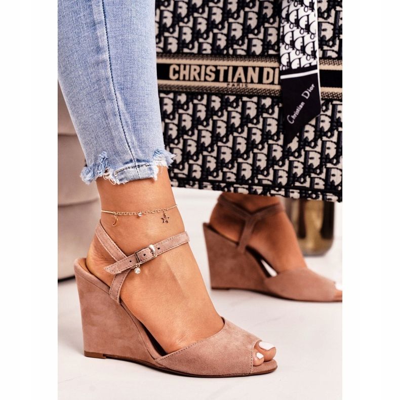 Suede Wedge Sandaalit Laura Messi 2253 Powder Pink vaaleanpunainen 1