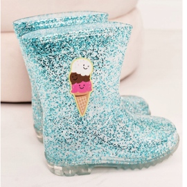 Lasten Blue Glitter Wellies Ice sininen hopea 2