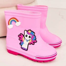 Lasten vaaleanpunaiset kalosteet ponin kanssa vaaleanpunainen 2