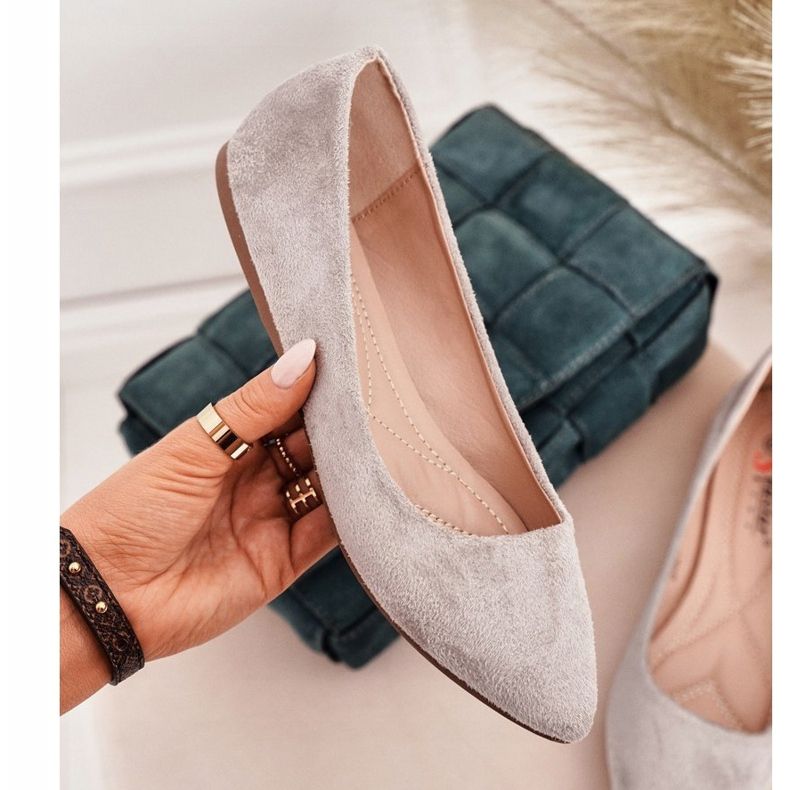 PS1 Harmaat naisten ballerinat Suede Dermeno 1