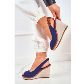 PS1 Tommy Navy Blue Sandaalit punotulla kiilakorolla laivastonsininen 1