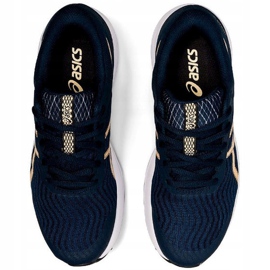 Naisten Asics Patriot 12 juoksukengät tummansininen 1012A705 403 kultainen 1