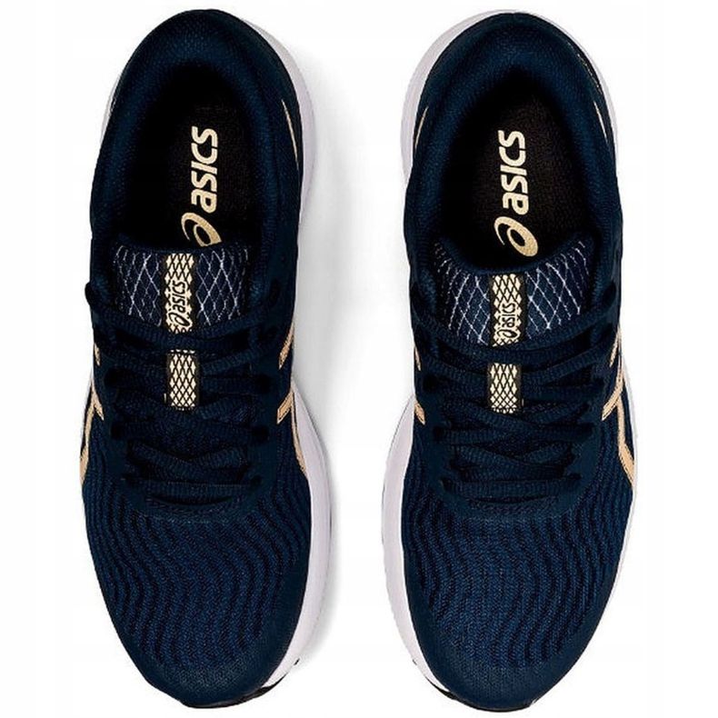 Naisten Asics Patriot 12 juoksukengät tummansininen 1012A705 403 kultainen 1