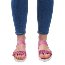 Sandaalit Joustavalla nauhalla V12817 Vaaleanpunainen hopea 1