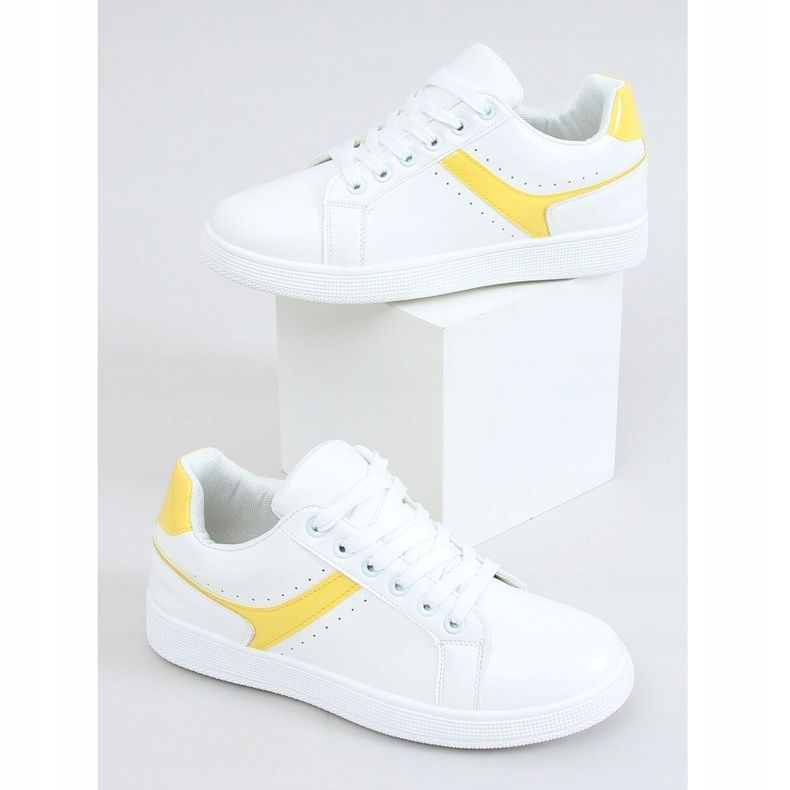 Valkoiset naisten lenkkarit 999-52 Keltainen valkoinen 1