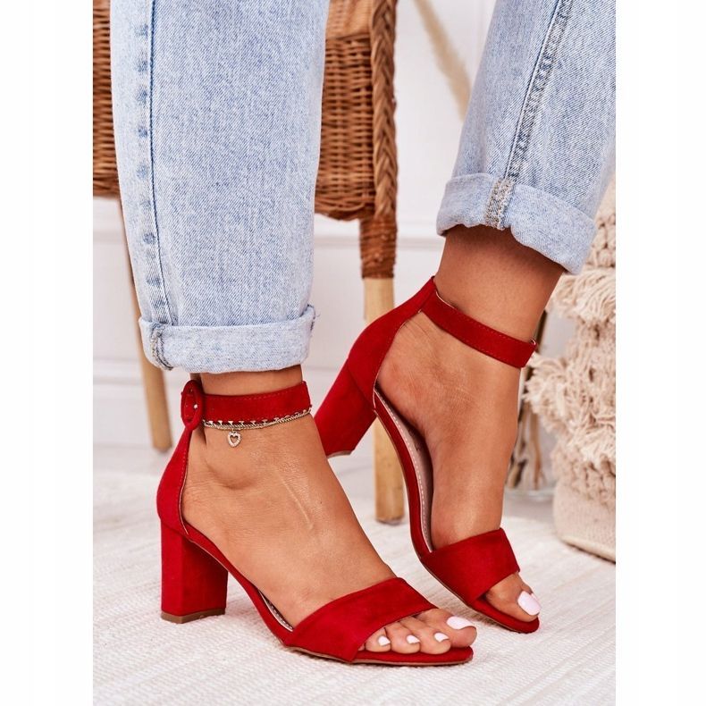 EVE Naisten sandaalit kantapäässä Mokkanahka punainen Lexi 2