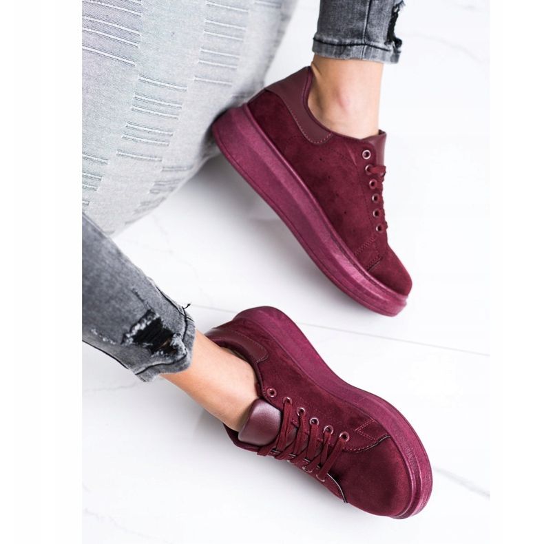 SHELOVET Suede Tennarit Platformilla punainen 2