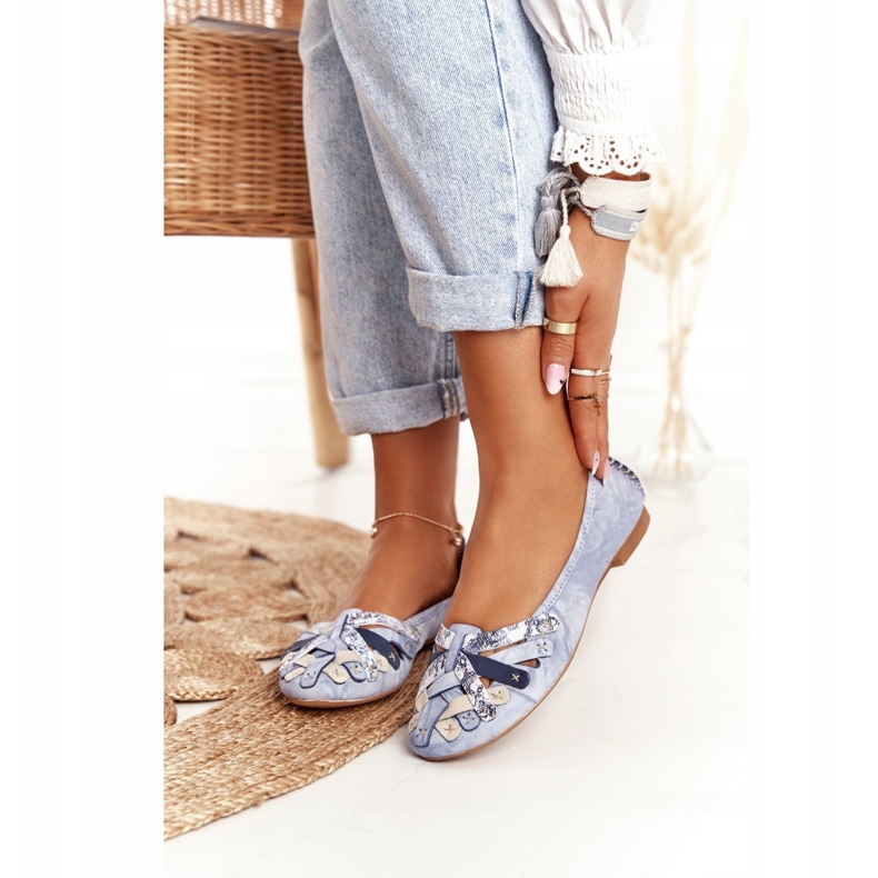 Naisten nahkabalerinat Maciejka Blue 01358-45 sininen 2