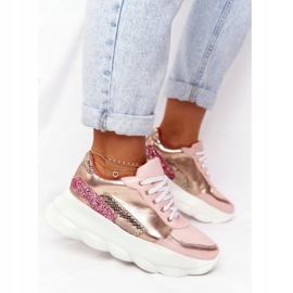 Naisten urheilukengät alustalla lu boo pinkki vaaleanpunainen kultainen 2