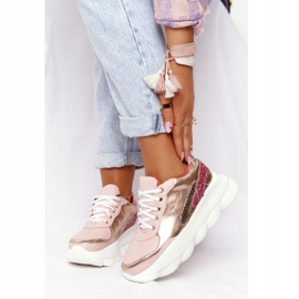 Naisten urheilukengät alustalla lu boo pinkki vaaleanpunainen kultainen 1