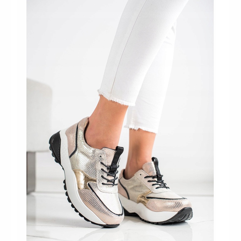 VINCEZA Kultaiset nahkakengät musta kultainen 2