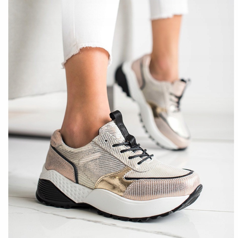 VINCEZA Kultaiset nahkakengät musta kultainen 1