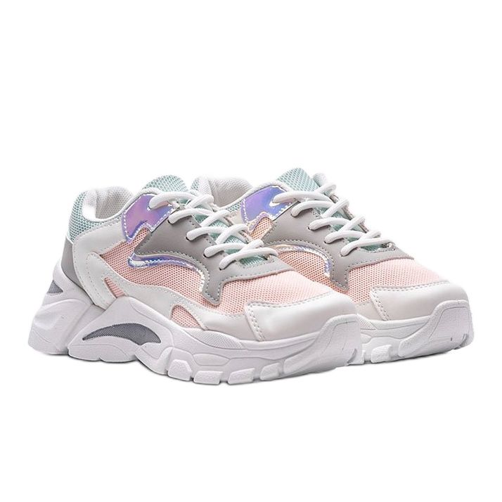 Valkoiset ja vaaleanpunaiset Lesly -lenkkarit valkoinen 1