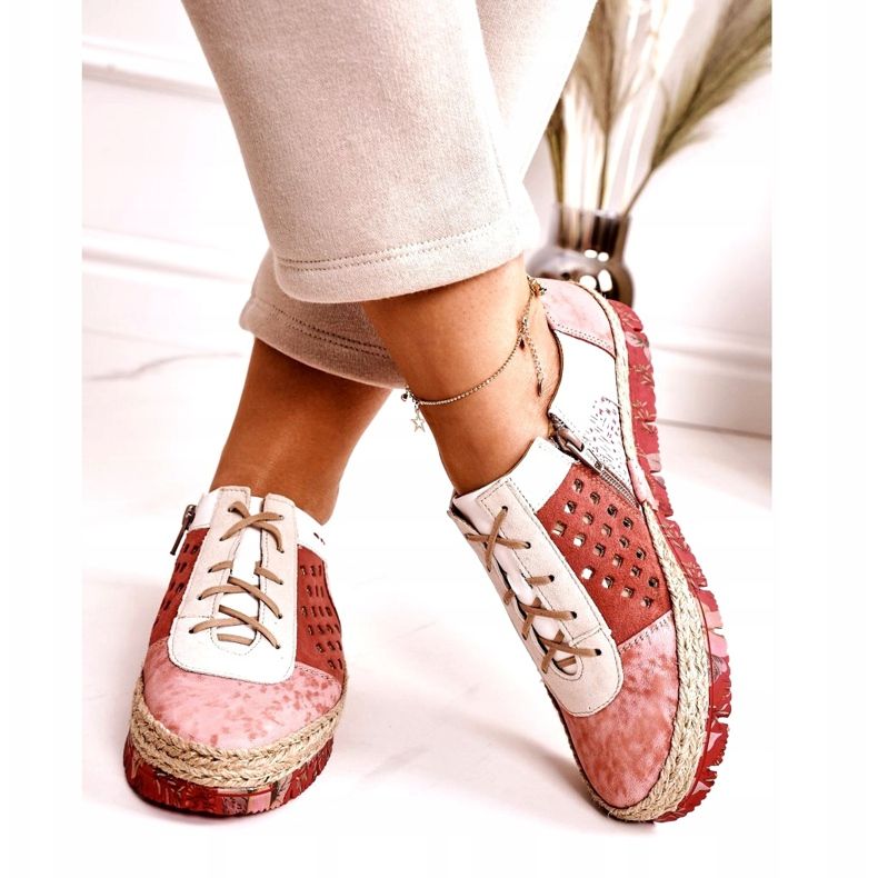 Naisten nahkakengät Maciejka Coral 03339-43 beige valkoinen punainen vaaleanpunainen 3