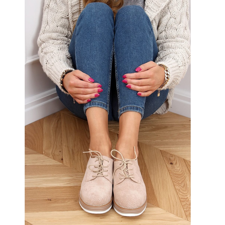 Naisten nauhakenkä, beige 8988-45 Beige 2