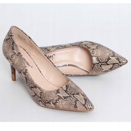 Naisten korkokengät käärmeen beige CD61P Khaki 1