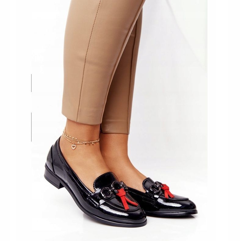 Tyylikkäät naisten lenkkarit Vinceza 10585 lakattu musta punainen 1