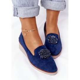 Tyylikkäät kiilakengät Vinceza 10580 Suede Navy Blue tummansininen 2