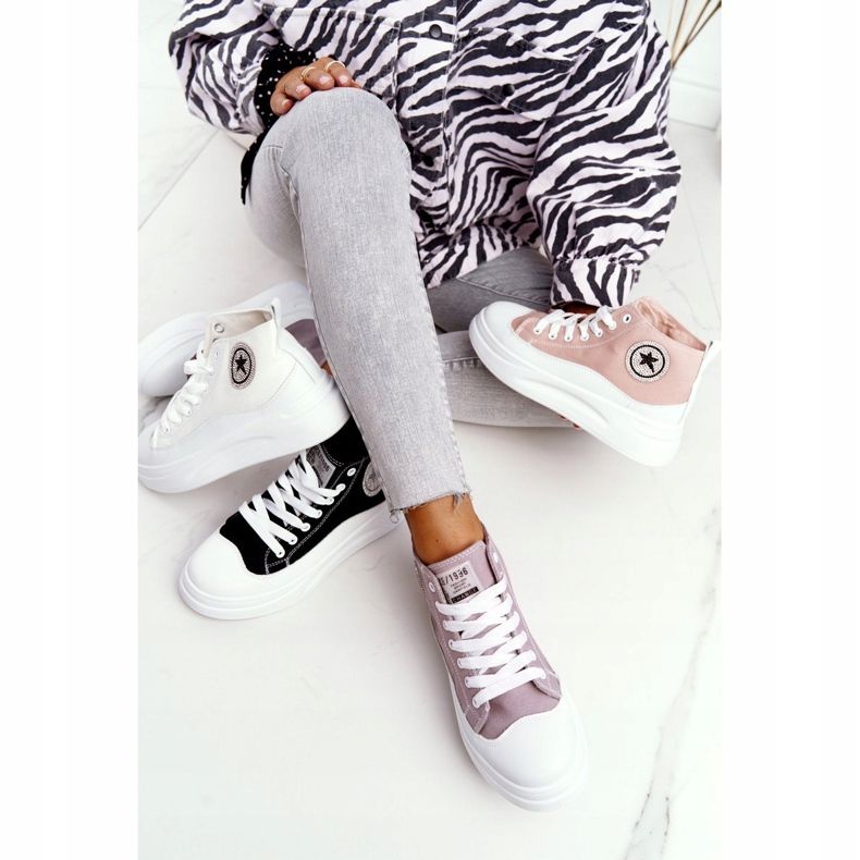 Naisten korkeat lenkkarit mustalla Nice Girl Platformilla valkoinen 1