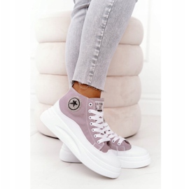 Naisten korkeat lenkkarit harmaalla alustalla Nice Girl valkoinen 1