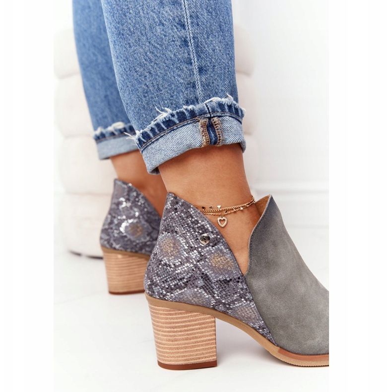 Naisten nahkakengät kantapäässä Maciejka harmaa 04492 beige 1