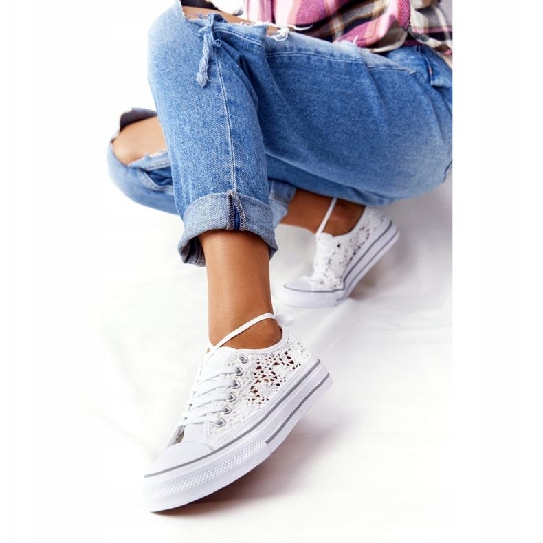 FB2 Naisten valkoiset pitsiset Candice -lenkkarit valkoinen 1