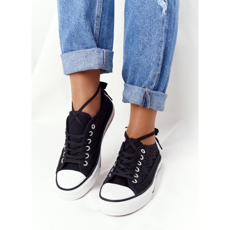 FB2 Naisten mustat pitsiset Candice -lenkkarit 2