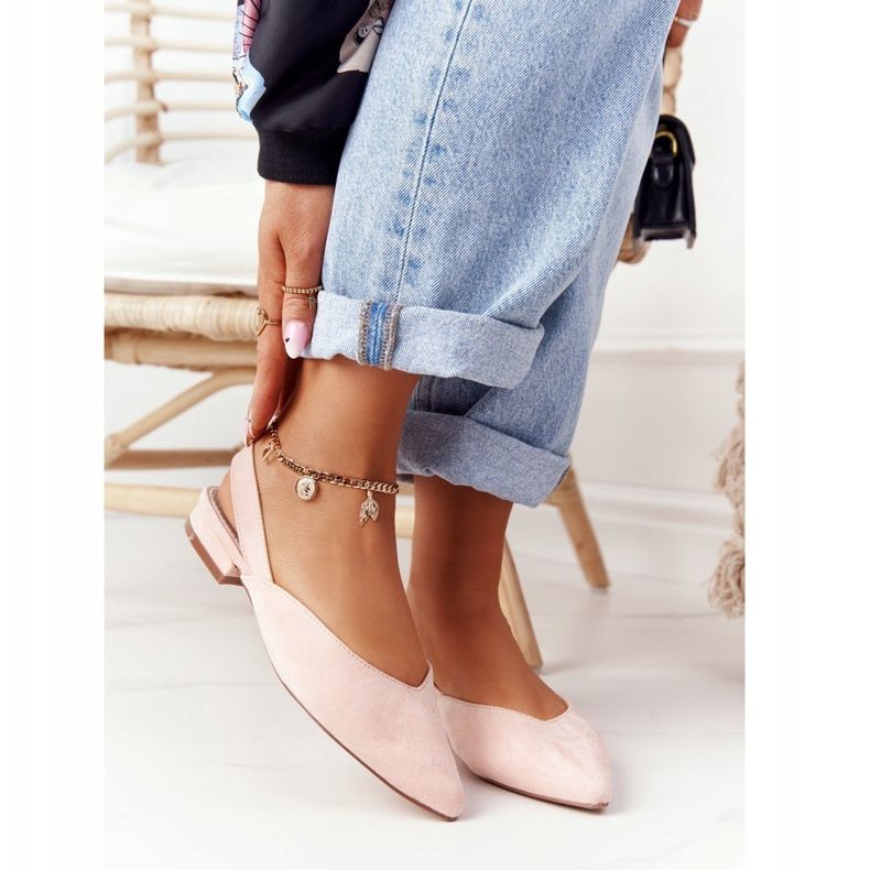 S.Barski Mokkanahka ballerinat korkokengillä S. Barski Pink vaaleanpunainen 1