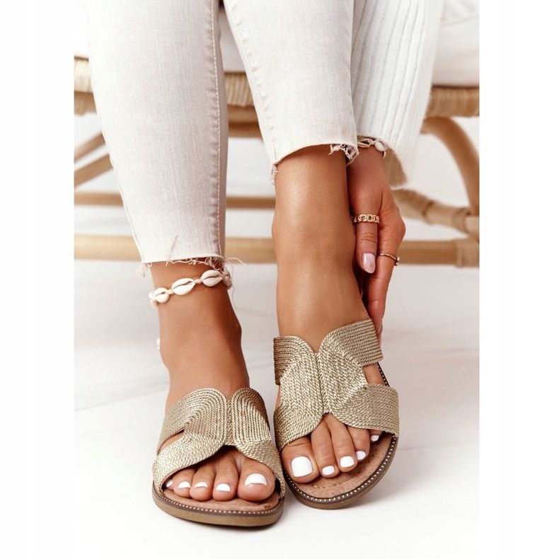 S.Barski Tyylikkäät naisten tossut S. Barski Gold beige kultainen 1