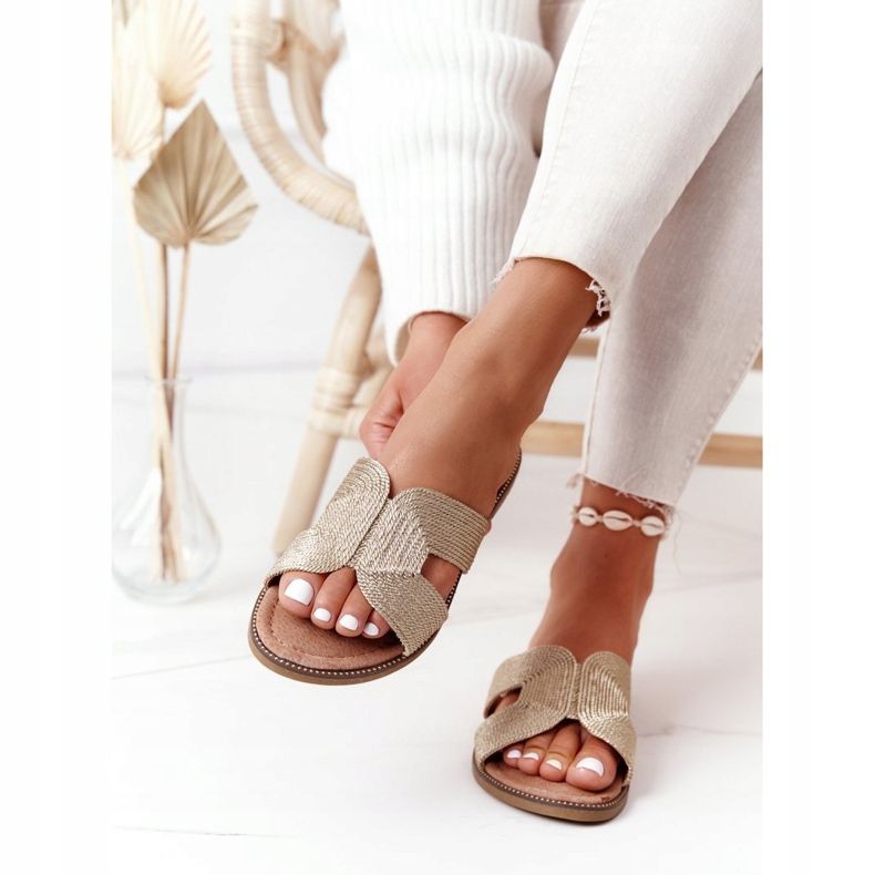 S.Barski Tyylikkäät naisten tossut S. Barski Gold beige kultainen 2