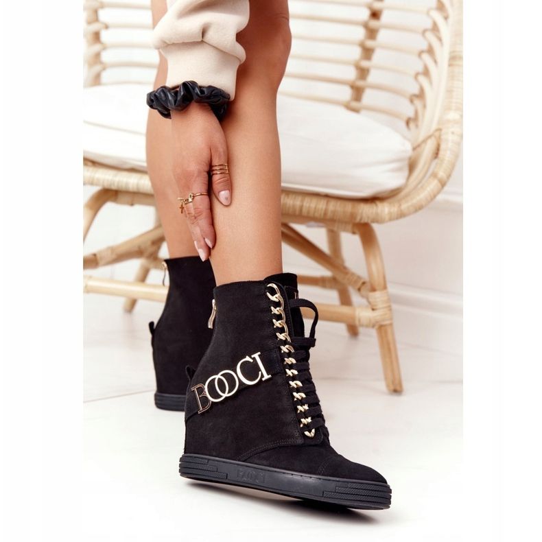 Naisten mokkanahkat BOOCI 2222 Golden Black Letters musta 2