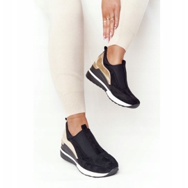 Vinceza 10593 musta-kultaiset kiilakengät vihreä 1