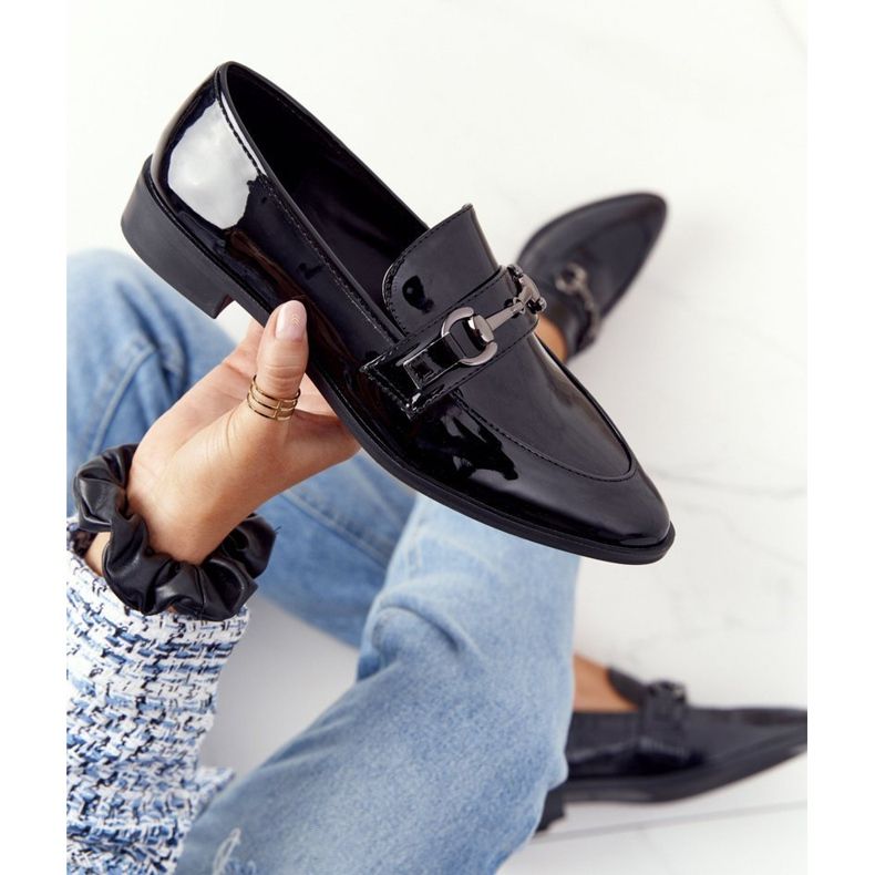 Tyylikkäät naisten Loaferit S.Barski lakattu musta 2