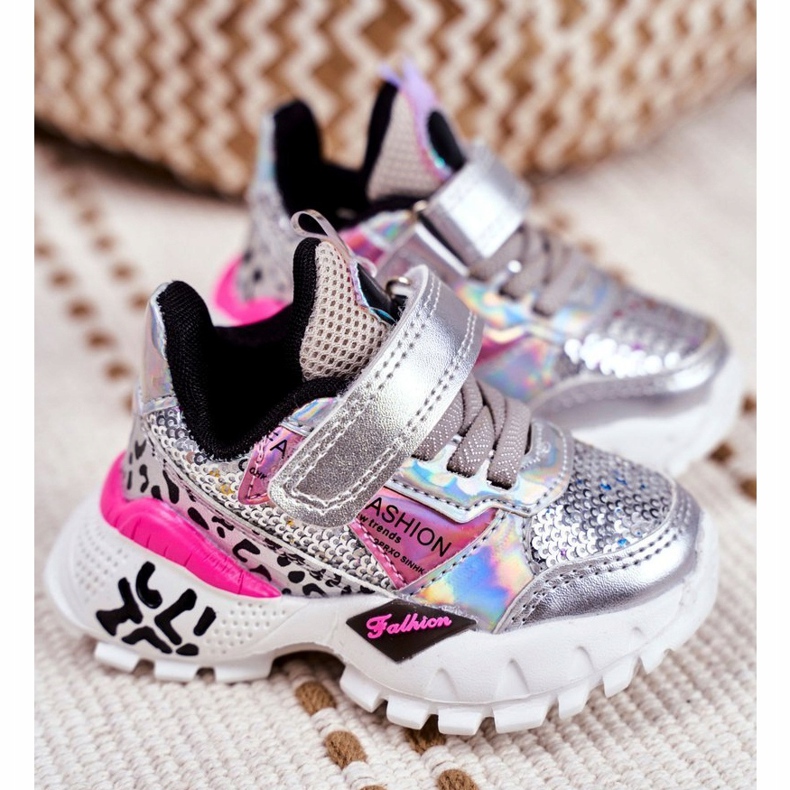 FRROCK Urheilulliset lasten kengät tarranauhalla hopealla Ole onnellinen harmaa 1