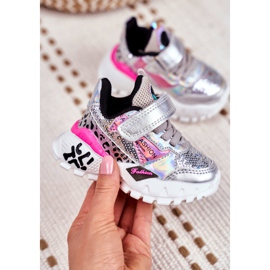 FRROCK Urheilulliset lasten kengät tarranauhalla hopealla Ole onnellinen harmaa 2