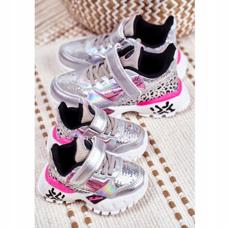 FRROCK Urheilulliset lasten kengät tarranauhalla hopealla Ole onnellinen harmaa 4