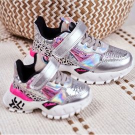 FRROCK Urheilulliset lasten kengät tarranauhalla hopealla Ole onnellinen harmaa 6