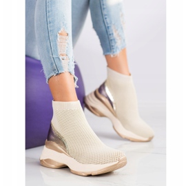 SHELOVET Korkeat tekstiilikengät beige 1