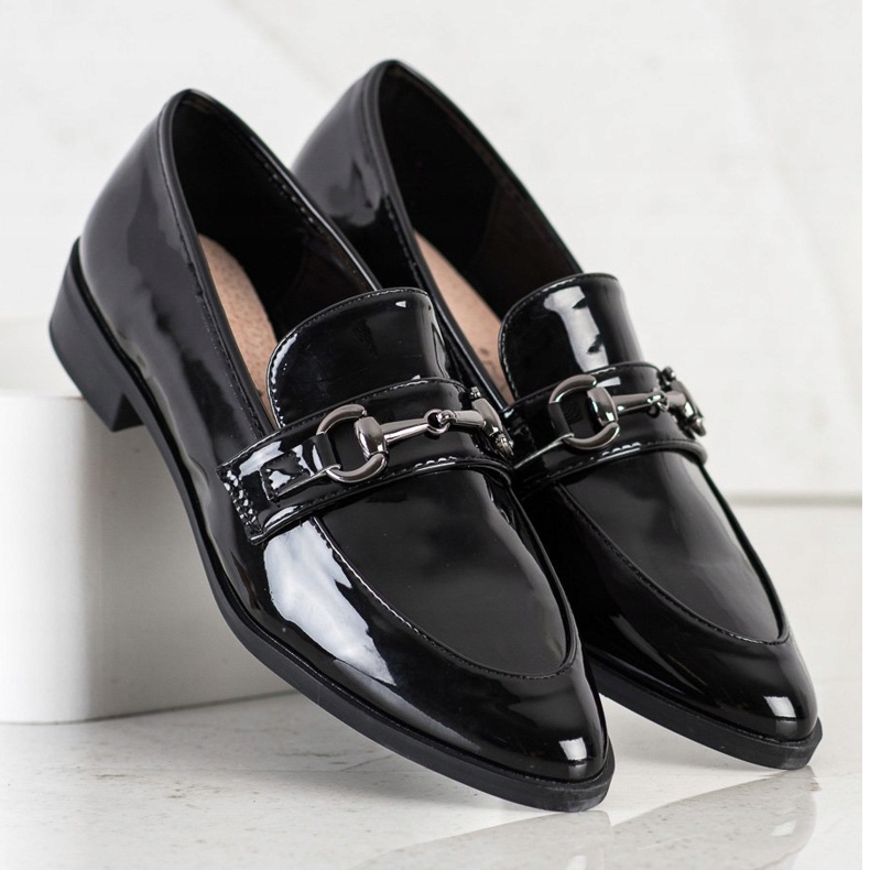 S. BARSKI Tyylikkäät mokkasiinit Spitzissä musta 1