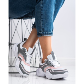 SHELOVET Kevyet urheilukengät valkoinen vaaleanpunainen harmaa 2