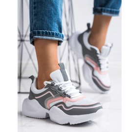 SHELOVET Kevyet urheilukengät valkoinen vaaleanpunainen harmaa 1